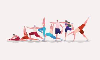 People doing yoga poses vector