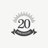 Ilustración de diseño de plantilla de vector de celebración de aniversario de 20 años