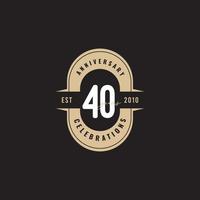 40 Years Anniversary Celebration Number Text Vector Template Design Illustration