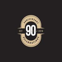 90 Years Anniversary Celebration Number Text Vector Template Design Illustration