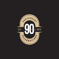 90 Years Anniversary Celebration Number Text Vector Template Design Illustration