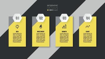 Plantilla de infografía de negocios o marketing con paso. vector