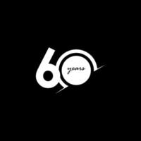 Ilustración de diseño de plantilla de vector blanco y negro de número de celebración de aniversario de 60 años