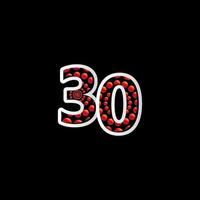 30 Anniversary Celebration Bubble Red Number Vector Template Design Illustration