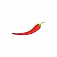 Vector product icon of chili pepper. Fresh red cayenne isolated on white background. Illustration of food hot spiciness chilli pepper in flat minimalism style.