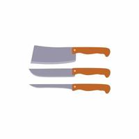 cuchillos aislados sobre fondo azul. juego de cuchillos de cocina. cuchillo de cocina afilado. Ilustración de vector moderno de moda de diseño de estilo plano de herramientas de cocina