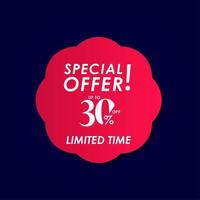 Discount Special Offer up to 30 off Limited Time Label Vector Template Design Illustration