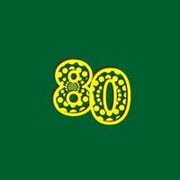 80 aniversario celebración burbuja número amarillo vector plantilla diseño ilustración