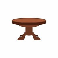 Round table or stool flat cartoon style. Furniture design element for living room interior. Wooden furniture, household item, interior, coziness. Vector illustration isolated on white background.