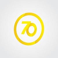 70 Anniversary Celebration Circle Yellow Number Vector Template Design Illustration