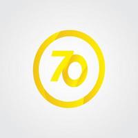 70 Anniversary Celebration Circle Yellow Number Vector Template Design Illustration