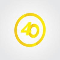 40 Anniversary Celebration Circle Yellow Number Vector Template Design Illustration