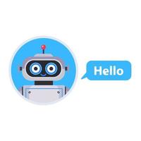 Chat bot started a conversation. Assistant for all issues. flat character vector illustration