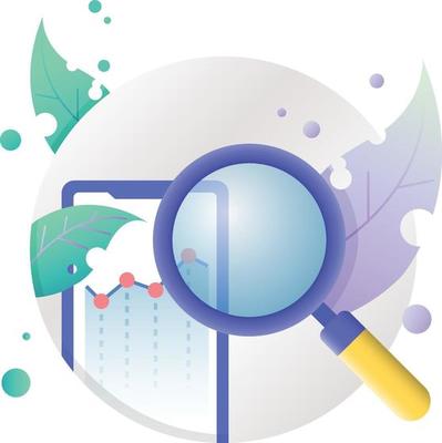 Search finance icon illustration in circle frame