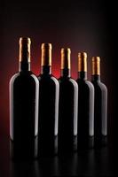 Wine bottles with black background and red photo