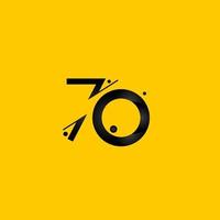 Ilustración de diseño de plantilla de vector de número amarillo degradado de celebración de aniversario de 70 años