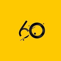 Ilustración de diseño de plantilla de vector de número amarillo degradado de celebración de aniversario de 60 años