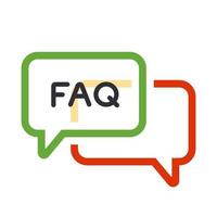 color icon frequently asked question. flat vector illustration.
