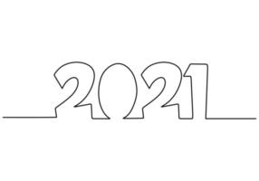 2021 of a New Year continuous line drawing isolated on white background. Celebration for the coming new year hand-drawn line art minimalism design. New year, new life, new world. Vector illustration