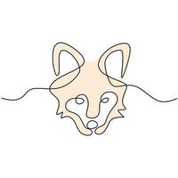 One single line drawing of dangerous wolf head. Wild animal in a winter isolated on white background. Strong wolves mascot concept for national zoo icon minimalist style. Vector illustration