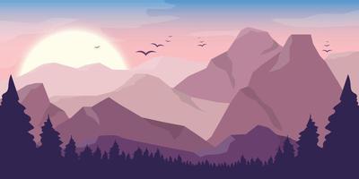 Ilustración de diseño de vector de fondo de paisaje hermoso de montaña