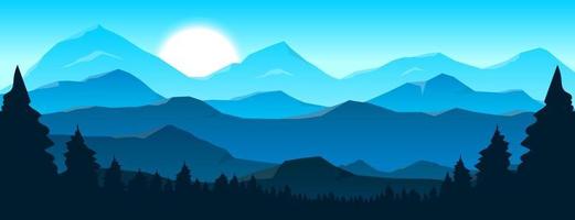 Ilustración de diseño de vector de fondo de paisaje hermoso de montaña