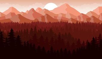 Ilustración de diseño de vector de fondo de paisaje hermoso de montaña