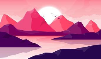 Ilustración de diseño de vector de fondo de paisaje hermoso de montaña