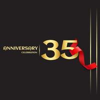 35 Year Anniversary Vector Template Design Illustration