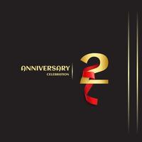 2 Year Anniversary Vector Template Design Illustration