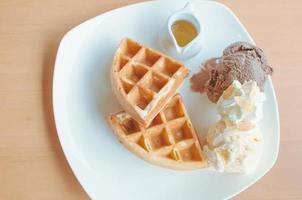 Waffles and ice cream photo