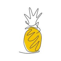 dibujo de línea continua de piña. frutas tropicales frescas aisladas sobre fondo blanco. concepto de estilo de vida saludable diseño de arte lineal dibujado a mano estilo minimalista. ilustración de dibujo vectorial vector