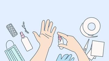 Healthcare, quarantine, protection, coronavirus infection concept. Hand Sanitizer to prevent colds, virus, Coronavirus, infection control concept.Preventive measures from Covid19 desease and 2019ncov vector