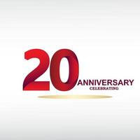 Celebración del aniversario de 20 años, diseño vectorial para celebraciones, tarjetas de invitación y tarjetas de felicitación. vector