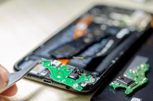 Close-up of smartphone repair