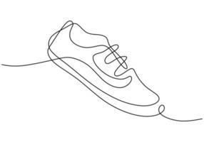 One line drawing of shoe. Sneakers a sport shoes for hand drawing minimalism design. Sketch sneakers for your creativity isolated on white background. Fashion style concept. Vector illustration