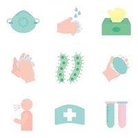 Covid-19 flat style icon set vector