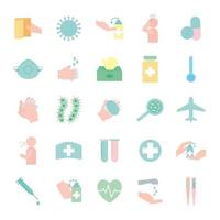 Covid-19 flat style icon set vector