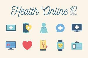 Online health icon set vector