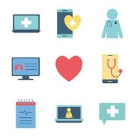 Online health icon set vector