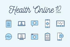 Online health icon set vector