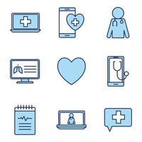 Online health icon set vector