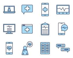 conjunto de iconos de salud en línea vector