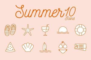 Summer line style icon set