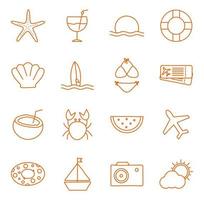 Summer line style icon set vector