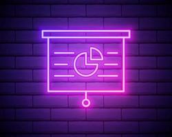 Whiteboard with presentation neon icon. Simple thin line, outline vector of web icons for ui and ux, website or mobile application isolated on brick wall