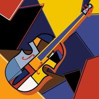 Dibujo hecho a mano de estilo cubista moderno de violonchelo. Música de jazz en estilo retro abstracción geométrica. Instrumento de música clásica. tema de instrumentos de música clásica. ilustración de diseño de arte vectorial vector