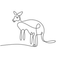 One continuous line drawing of funny standing kangaroo. Animal from Australia mascot concept hand drawn minimalism style. National zoo logo identity for conservation park icon. Vector illustration