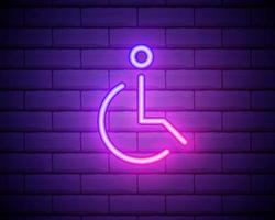 badge of a disabled person icon. Elements of web in neon style icons. Simple icon for websites, web design, mobile app, info graphics . Isolated on brick wall vector