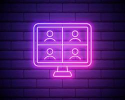 online interview icon. Elements of interview in neon style icons. Simple icon for websites, web design, mobile app, info graphics isolated on brick wall vector